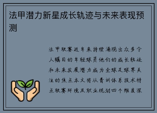 法甲潜力新星成长轨迹与未来表现预测